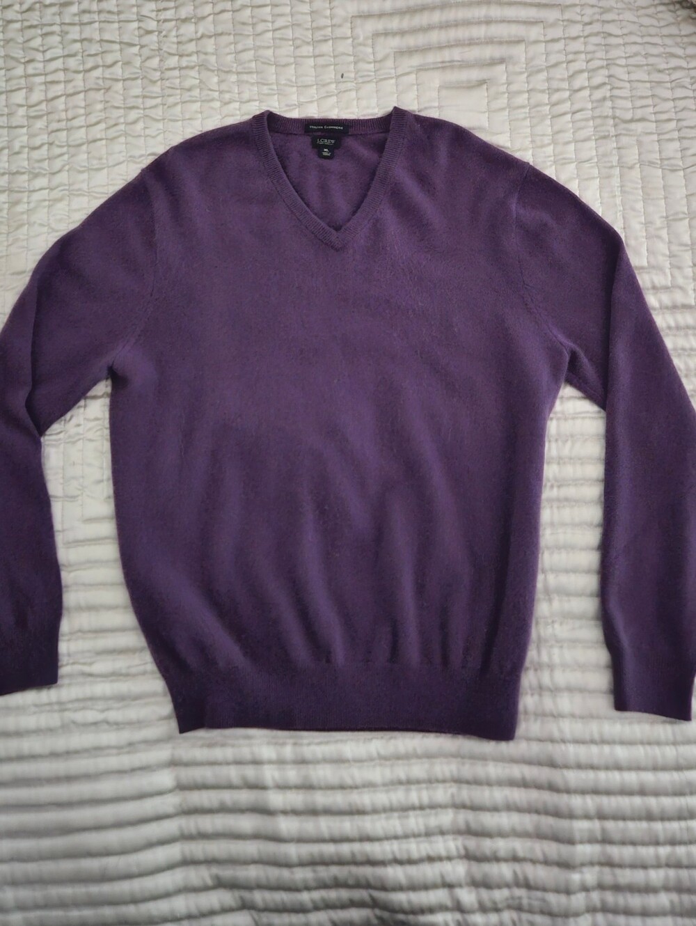 J. Crew Men's Italian Cashmere V-Neck Sweater - Purple